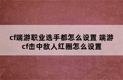 cf端游职业选手都怎么设置 端游cf击中敌人红圈怎么设置